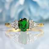 Ellibelle Jewellery Vintage Tsavorite Garnet & Diamond 18ct Gold Seven-Stone Ring