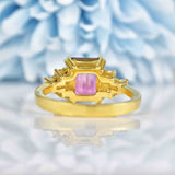 Ellibelle Jewellery Vintage Watermelon Tourmaline & Diamond 18ct Gold Ring