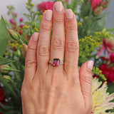 Ellibelle Jewellery Vintage Watermelon Tourmaline & Diamond 18ct Gold Ring