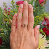 Ellibelle Jewellery Vintage Watermelon Tourmaline & Diamond Gold Trilogy Ring