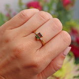 Ellibelle Jewellery Vintage Watermelon Tourmaline & Diamond Gold Trilogy Ring