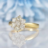 Ellibelle Jewellery Vintage Yellow Diamond 18ct Gold Daisy Cluster Ring (0.75cts)