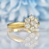 Ellibelle Jewellery Vintage Yellow Diamond 18ct Gold Daisy Cluster Ring (0.75cts)
