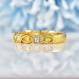 Ellibelle Jewellery Yellow Sapphire & Diamond 18ct Gold Half-Eternity Band Ring