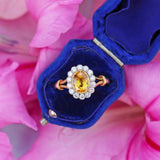 Ellibelle Jewellery Yellow Sapphire & Diamond 18ct Gold Oval Cluster Ring
