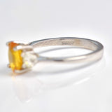 Ellibelle Jewellery Yellow Sapphire & Diamond Three Stone Trilogy Engagement Ring