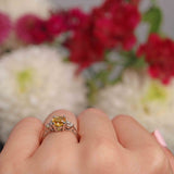 Ellibelle Jewellery Yellow Sapphire & Diamond Three Stone Trilogy Engagement Ring