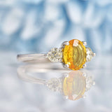 Ellibelle Jewellery Yellow Sapphire & Diamond Three Stone Trilogy Engagement Ring