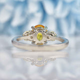 Ellibelle Jewellery Yellow Sapphire & Diamond Three Stone Trilogy Engagement Ring