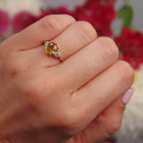 Ellibelle Jewellery Yellow Sapphire & Diamond Three Stone Trilogy Engagement Ring
