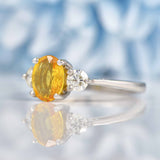 Ellibelle Jewellery Yellow Sapphire & Diamond Three Stone Trilogy Engagement Ring