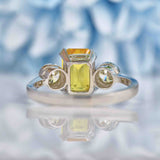 Ellibelle Jewellery Yellow Sapphire & Diamond Three-Stone Trilogy Engagement Ring