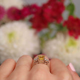 Ellibelle Jewellery Yellow Sapphire & Diamond Three-Stone Trilogy Engagement Ring