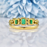 Ellibelle Jewellery Antique Style Natural Emerald & Diamond 18ct Gold Ring