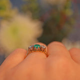 Ellibelle Jewellery ART DECO EMERALD & DIAMOND TRILOGY RING