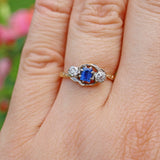 Ellibelle Jewellery ART DECO SAPPHIRE & DIAMOND BYPASS RING