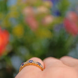 Ellibelle Jewellery Vintage Sapphire & Diamond Yellow Gold Half Eternity Band Ring