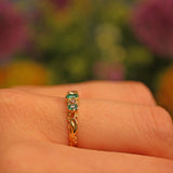 Ellibelle Jewellery Antique Victorian Emerald & Diamond Five Stone Ring
