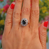 Ellibelle Jewellery Vintage 1970s Sapphire & Diamond 18ct Gold Cluster Ring