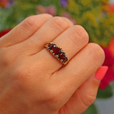 Ellibelle Jewellery Victorian Style Garnet 9ct Gold Five Stone Ring
