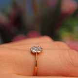 Ellibelle Jewellery Antique Art Deco Diamond 18ct Gold Daisy Ring