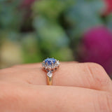 Ellibelle Jewellery Vintage 1980 Ceylon Sapphire & Diamond Cluster Ring