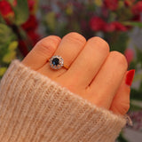 Ellibelle Jewellery Vintage 1970s Sapphire & Diamond Cluster Ring