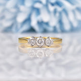 Ellibelle Jewellery Vintage Diamond 18ct Gold Three Stone Engagement Ring (0.50ct)
