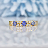 Ellibelle Jewellery Vintage Sapphire & Diamond Yellow Gold Half Eternity Band Ring