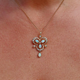 Ellibelle Jewellery VINTAGE OPAL & PEARL 9CT GOLD PENDANT NECKLACE