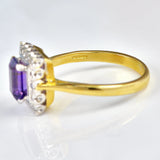 Ellibelle Jewellery Amethyst & Diamond 18ct Gold Cluster Panel Ring