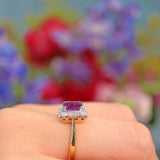 Ellibelle Jewellery Amethyst & Diamond 18ct Gold Cluster Panel Ring