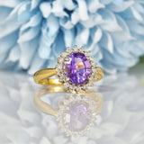 Ellibelle Jewellery AMETHYST & DIAMOND 18CT GOLD CLUSTER RING