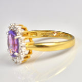 Ellibelle Jewellery AMETHYST & DIAMOND 18CT GOLD CLUSTER RING