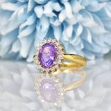 Ellibelle Jewellery AMETHYST & DIAMOND 18CT GOLD CLUSTER RING
