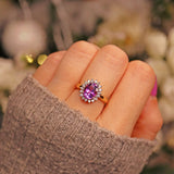 Ellibelle Jewellery AMETHYST & DIAMOND 18CT GOLD CLUSTER RING