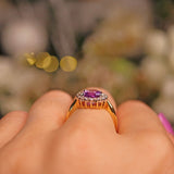 Ellibelle Jewellery AMETHYST & DIAMOND 18CT GOLD CLUSTER RING