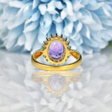 Ellibelle Jewellery AMETHYST & DIAMOND 18CT GOLD CLUSTER RING