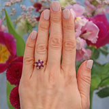 Ellibelle Jewellery Amethyst Diamond 18ct Gold Daisy Cluster Ring by Cropp & Farr