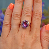 Ellibelle Jewellery Amethyst & Diamond 18ct Gold Oval Cluster Ring