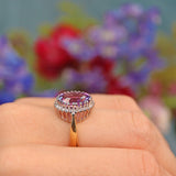 Ellibelle Jewellery Amethyst & Diamond 18ct Gold Oval Cluster Ring