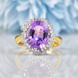 Ellibelle Jewellery Amethyst & Diamond 18ct Gold Oval Cluster Ring