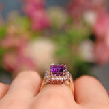 Ellibelle Jewellery Amethyst & Diamond 9ct Gold Cluster Dress Ring