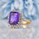 Ellibelle Jewellery Amethyst & Diamond 9ct Gold Cluster Dress Ring