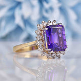 Ellibelle Jewellery Amethyst & Diamond 9ct Gold Cluster Dress Ring