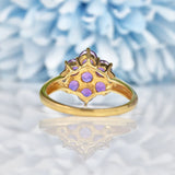 Ellibelle Jewellery Amethyst & Diamond 9ct Gold Cluster Ring