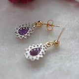 Ellibelle Jewellery Amethyst & Diamond 9ct Gold Teardrop Cluster Earrings