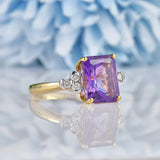 Ellibelle Jewellery Amethyst & Diamond 9ct Yellow Gold Ring