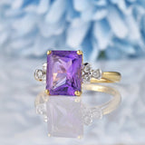Ellibelle Jewellery Amethyst & Diamond 9ct Yellow Gold Ring