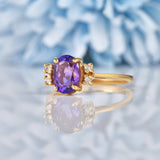 Ellibelle Jewellery Amethyst & Diamond Gold Five Stone Ring
